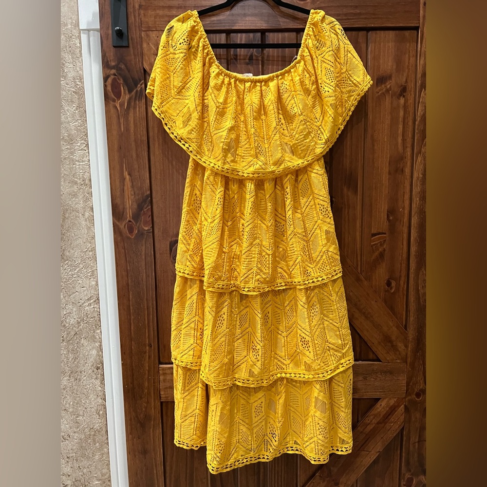 Just Me off shoulder midi dress